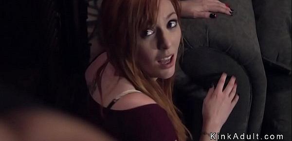  Huge tits redhead slave tits whipped